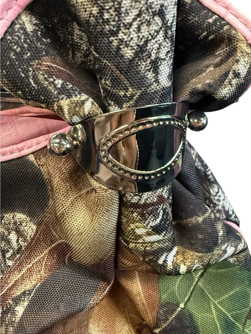 Pink Camo Shoulder Bag Kiss Lock Croc Embossed Boutique McBling Country Glam